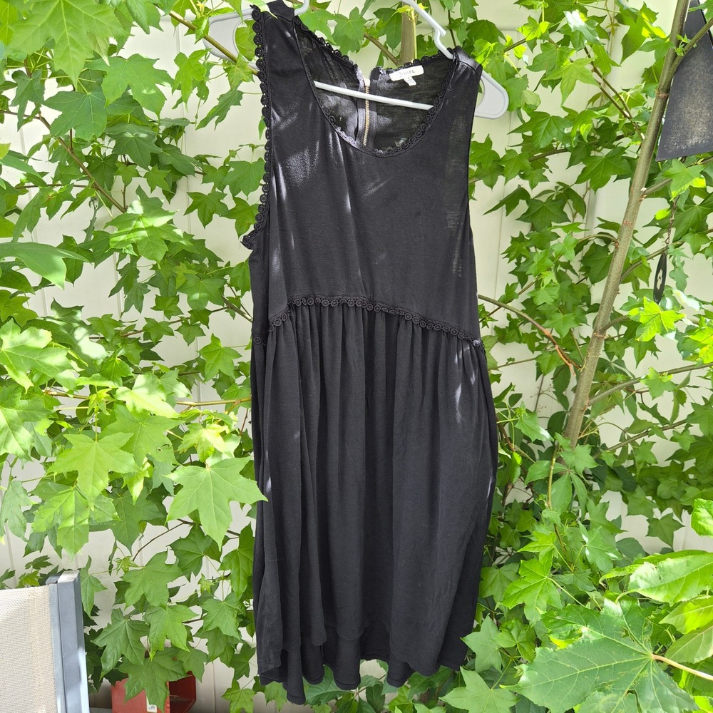 Jodifl Black Sleeveless Crochet Lace Trim Mini Small Boho Goth Dark Academia